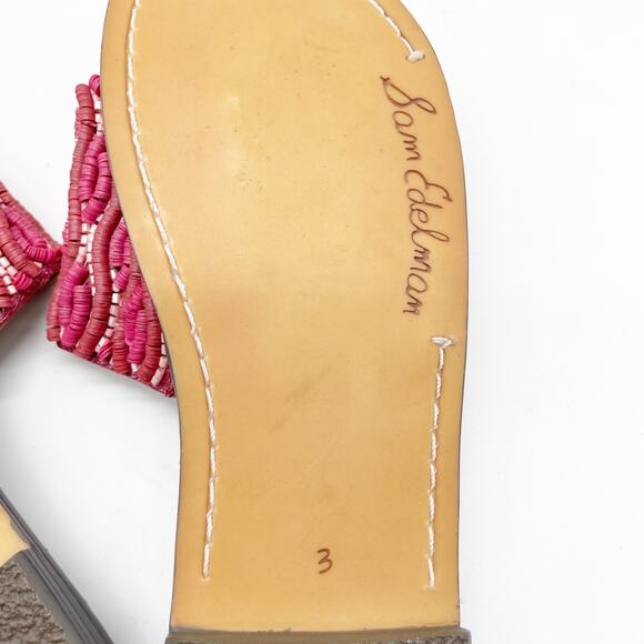 Sam Edelman Gunner Mini Girls Sandal Pink Brown Beaded Detail Size 3 - Picture 5 of 8